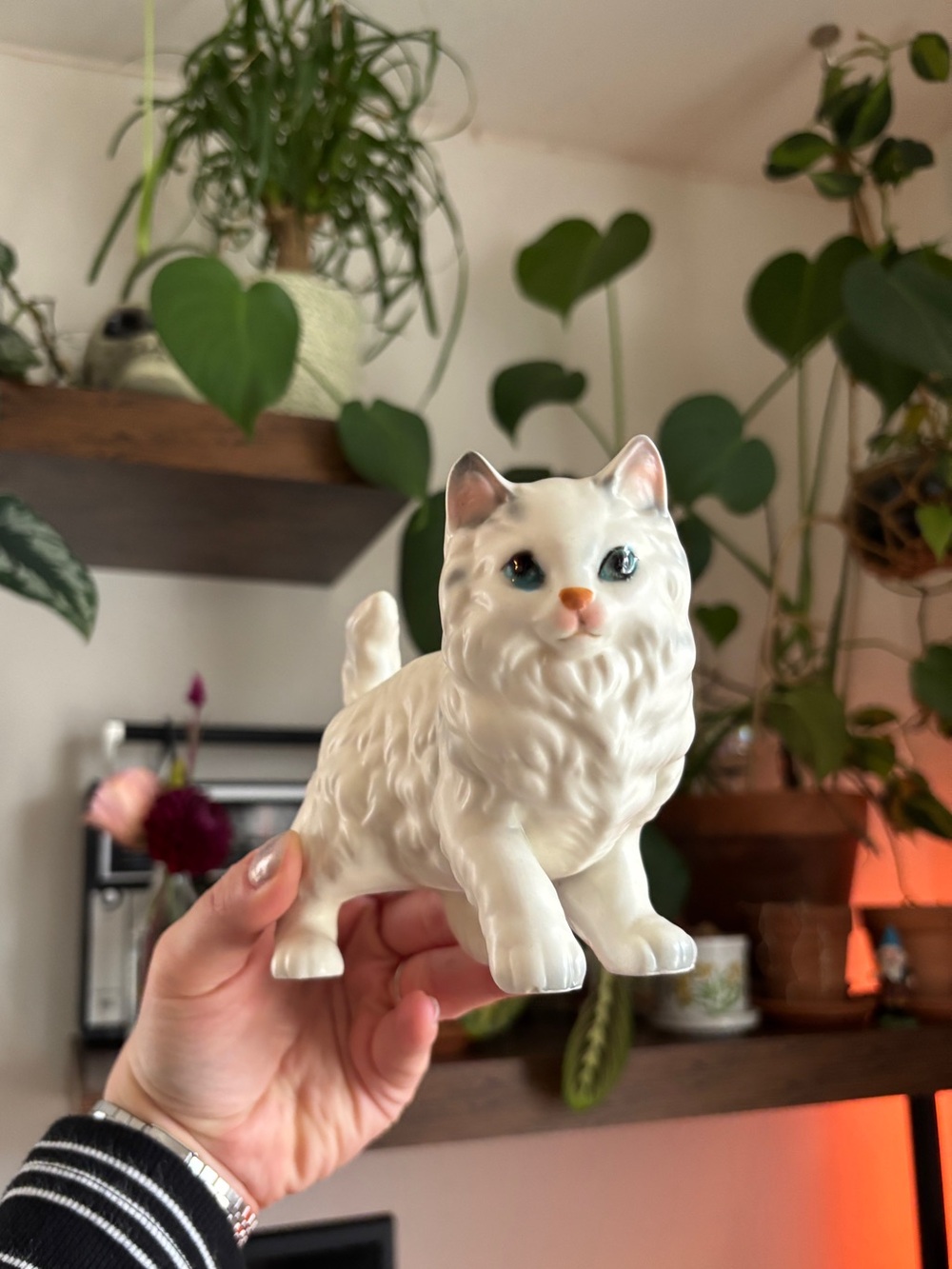 EUC Vintage MCM 1950s 1960s Lefton Ceramic White Persian Cat Kitten Figurine